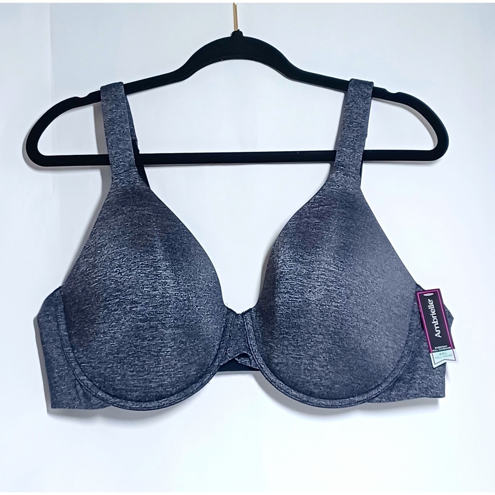 Ambrielle Everyday Mod Full Figure Bra 44C Heather Gray Underwire Adj Soft NEW